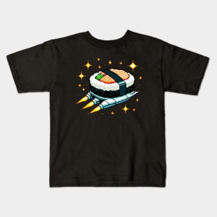 Retro Space Sushi - Pixel Art Fusion of Sushi & Galaxy Exploration Kids T-Shirt